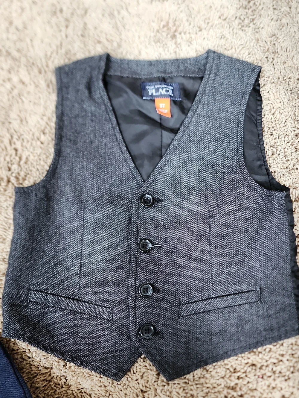3T The Children's Place Boys Gray Herringbone Dress Vest